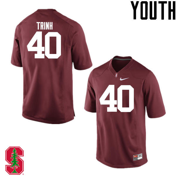 Youth Stanford Cardinal #40 Anthony Trinh College Football Jerseys Sale-Cardinal